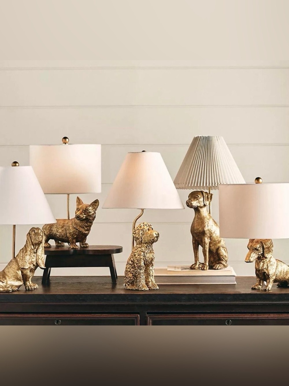 Anthropologie  Table Lamp Dog Edition Doodle NEW Gold light